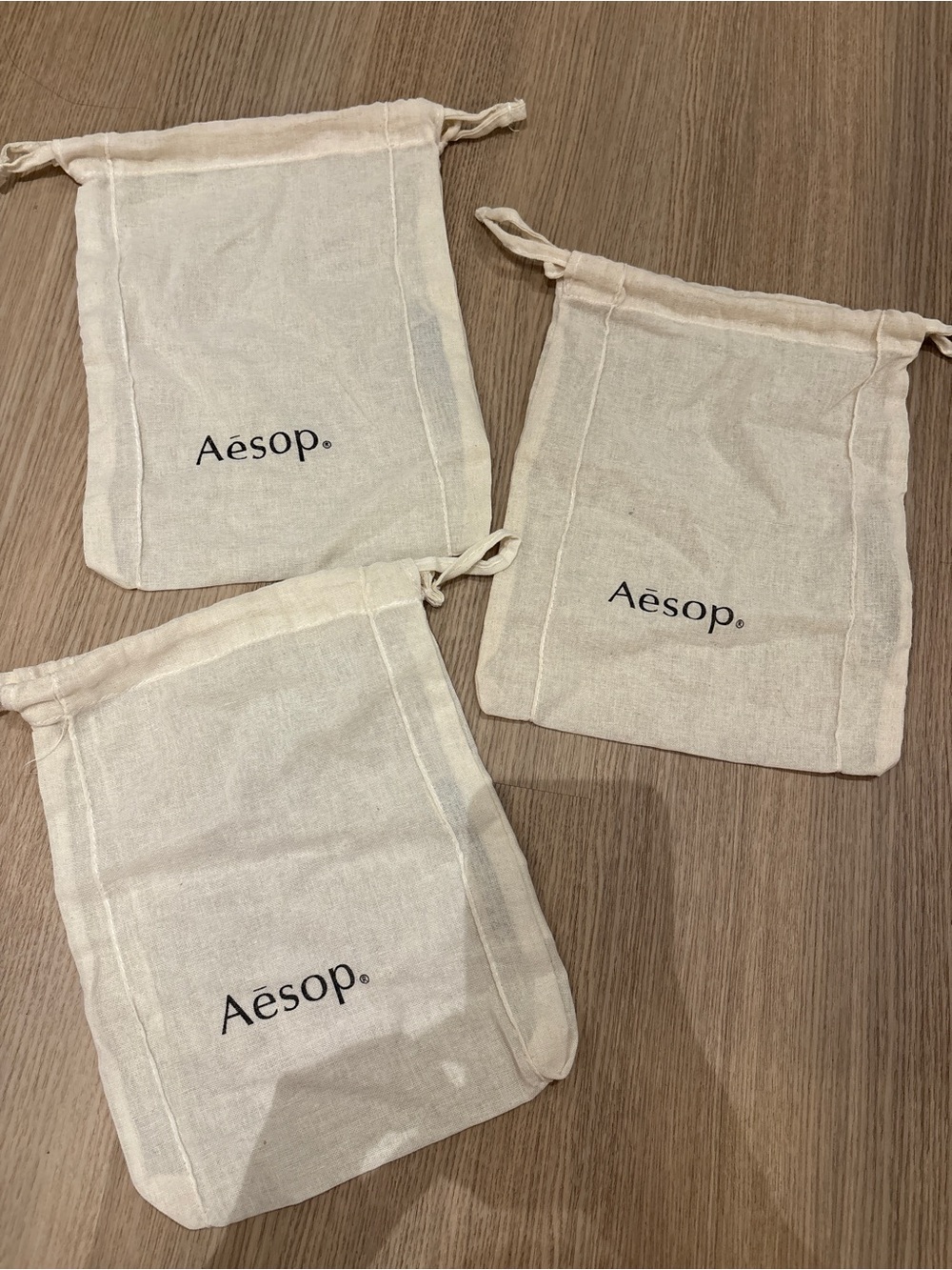 3 Aesop Natural Cotton Drawstring Pouch - Cream